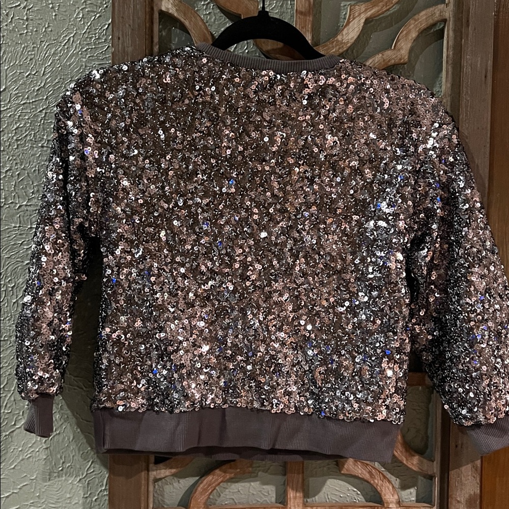 Zara Girls Gray Sequin Sweater 7 - Picture 4 of 4